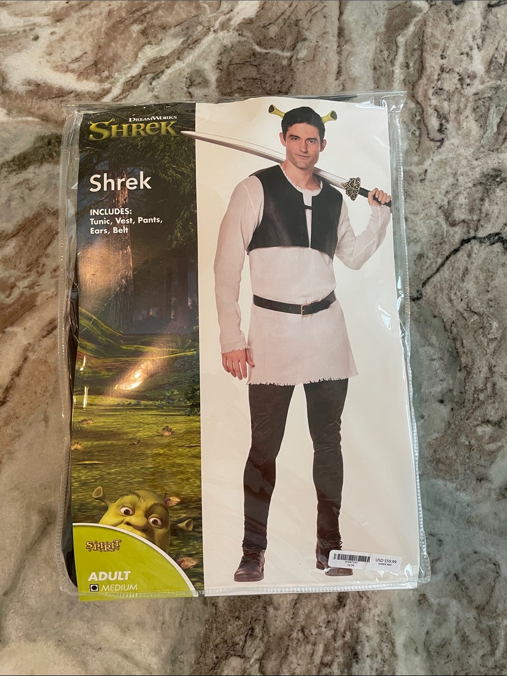 Mens Halloween Costume Shrek Ogre Size Medium Set New